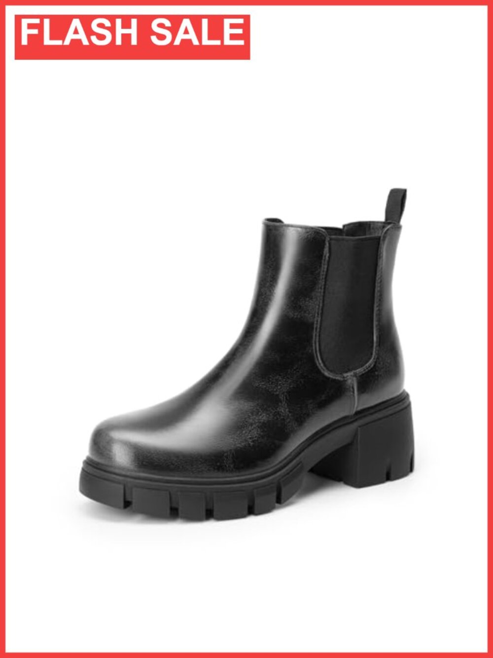 Women's Faux Leather Elastic Chelsea Ankle Boots Block Heel Slip On